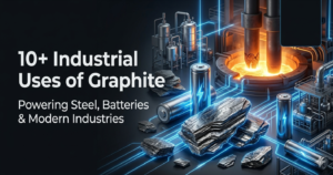 Industrial uses of graphite in steel manufacturing, lithium-ion batteries, refractory materials, and industrial applications