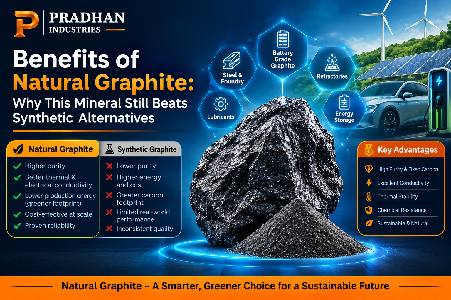Benefits of natural graphite compared with synthetic graphite for industrial applications