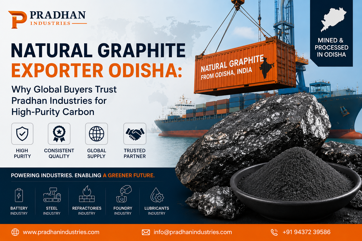 natural graphite exporter Odisha - Pradhan Industries